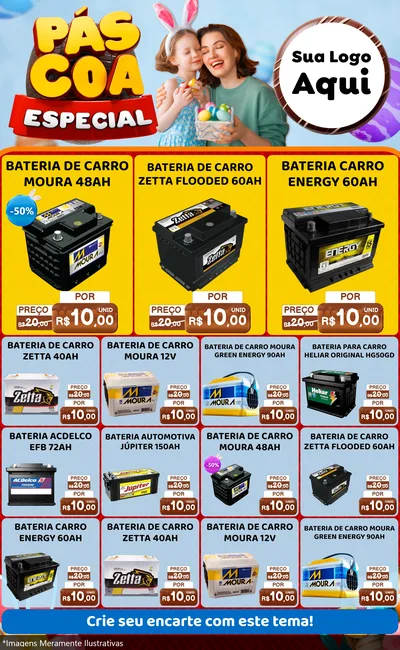 Modelo de Encarte para Encarte Grande com o tema Páscoa Especial para Baterias Elétricas
