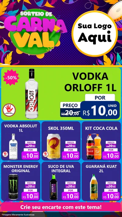 Modelo de Rede Social para Stories com o tema Sorteio de Carnaval para Distribuidora de bebidas