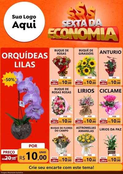 Modelo de Encarte para Encarte A4 Vertical com o tema Sexta da Economia para Floricultura e jardim