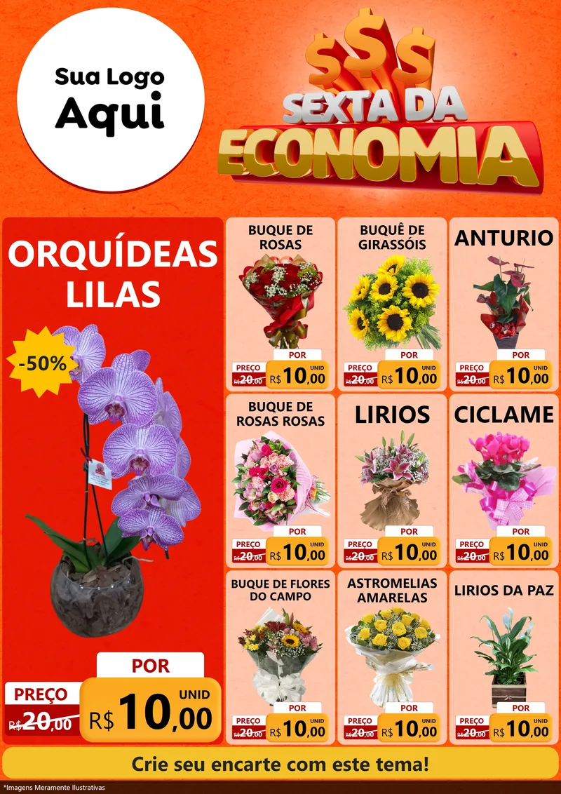 Modelo de Encarte para Encarte A4 Vertical com o tema Sexta da Economia para Floricultura e jardim