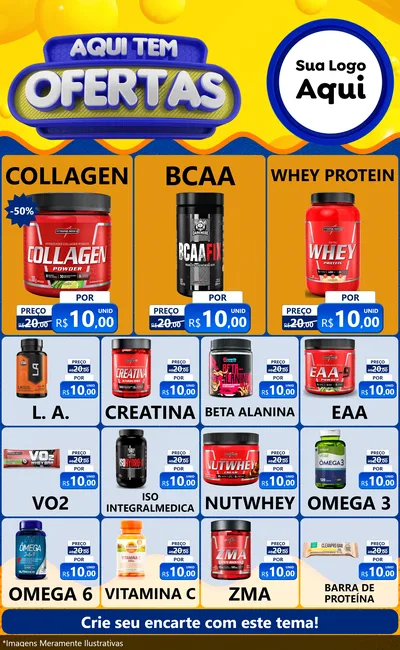 Modelo de Encarte para Encarte Grande com o tema Aqui Tem Ofertas para Suplementos alimentares