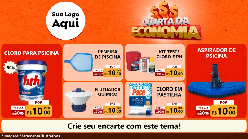 Modelo de TV para TV Horizontal com o tema Quarta da Economia para Produtos para Piscina