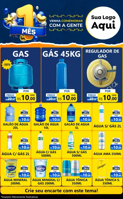 Modelo de Encarte para Encarte Grande com o tema Um Mês de Aniversário para Água e gás