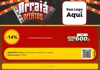 Modelo de Cartaz para Cartaz A4 Horizontal com o tema Arraiá de Ofertas - Junina para Maquinas e Ferramentas