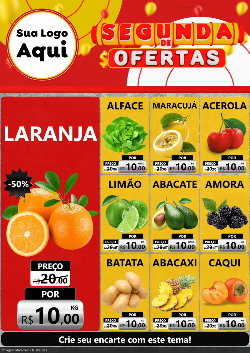 Modelo de Encarte para Encarte A4 Vertical com o tema Segunda de Ofertas para Hortifrúti