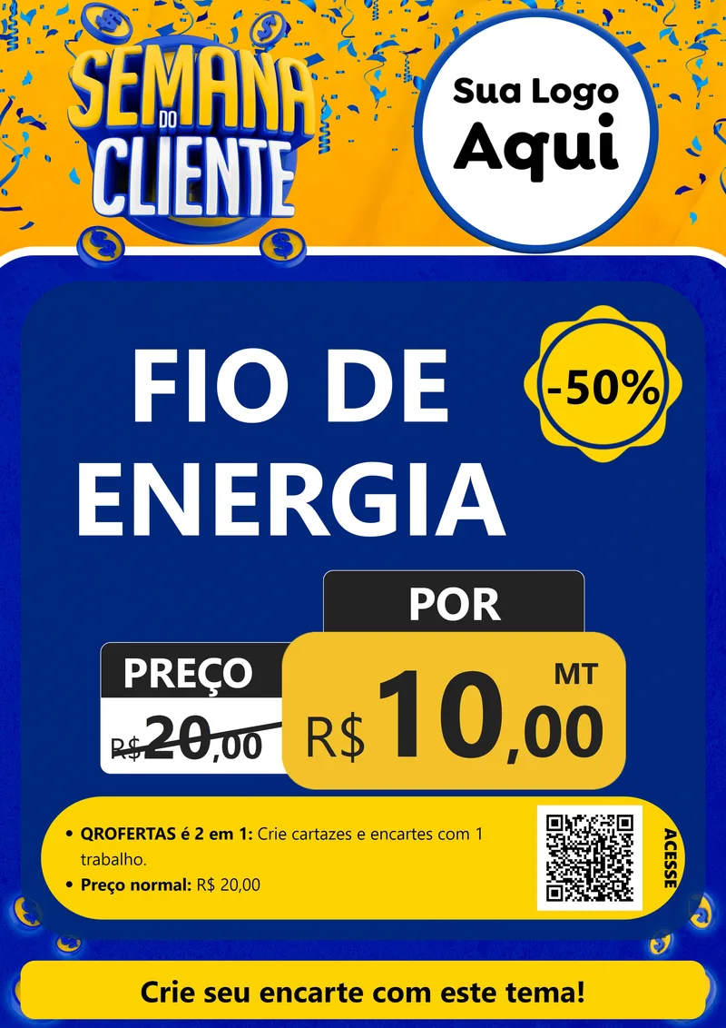 Modelo de Cartaz para Cartaz A4 Vertical com o tema Semana do Cliente para Materiais Elétricos