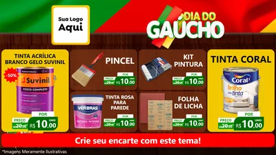 Modelo de TV para TV Horizontal com o tema Dia do Gaúcho para Tintas e Ferramentas