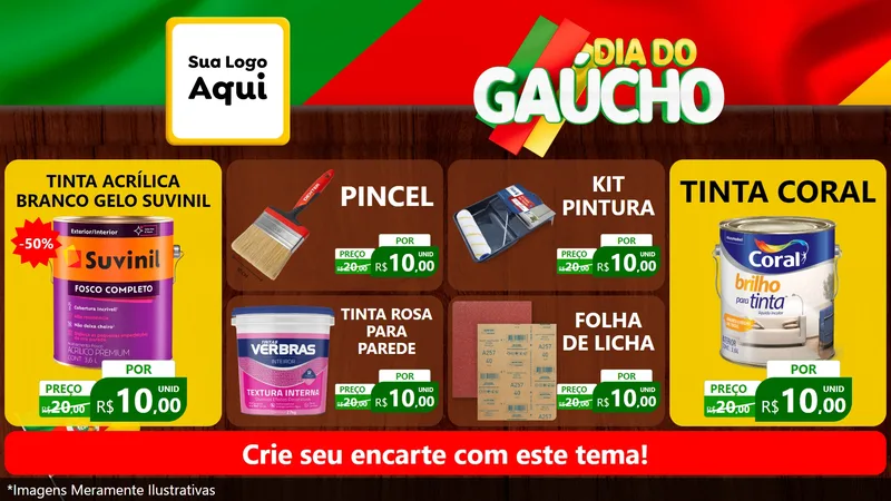 Modelo de TV para TV Horizontal com o tema Dia do Gaúcho para Tintas e Ferramentas