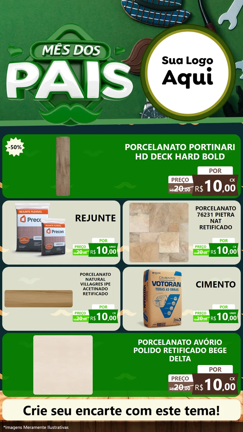 Modelo de TV para TV Vertical com o tema Mês dos Pais para Pisos e revestimentos