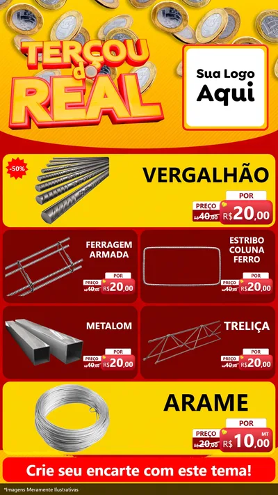 Modelo de TV para TV Vertical com o tema Terçou do Real para Ferragens