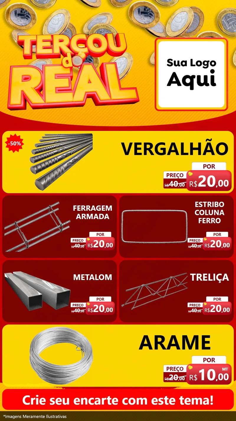 Modelo de TV para TV Vertical com o tema Terçou do Real para Ferragens
