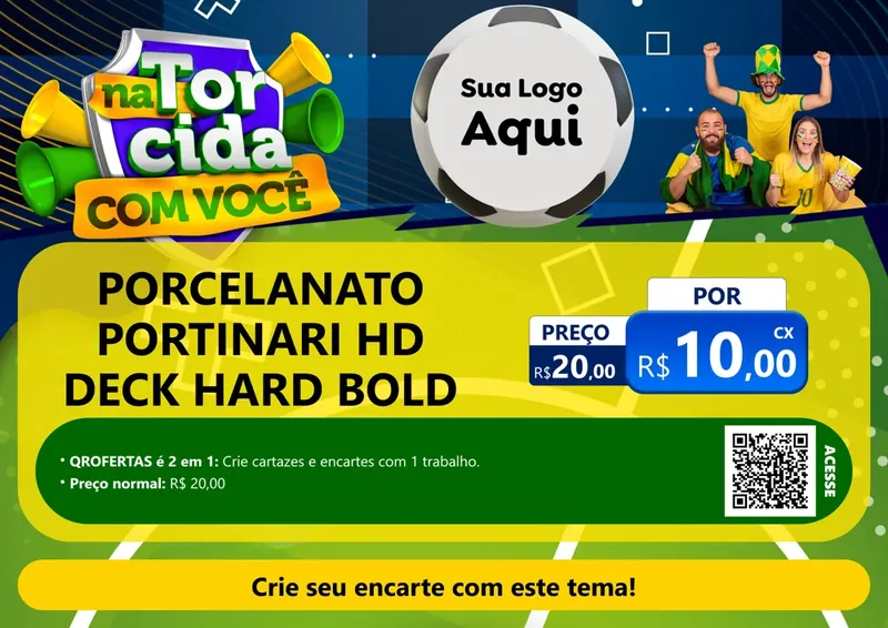 Modelo de Cartaz para Cartaz A4 Horizontal com o tema Na Torcida Com Você - Copa para Pisos e revestimentos