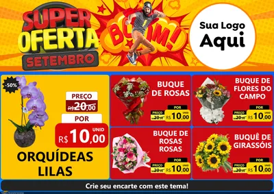 Modelo de Encarte para Encarte A4 Horizontal com o tema Super Oferta Setembro para Floricultura e jardim