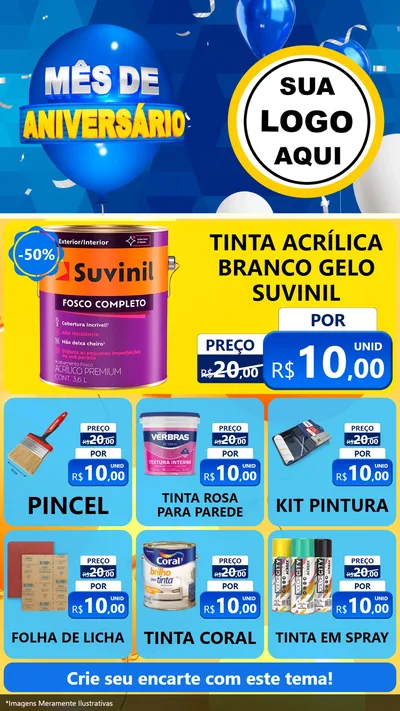 Modelo de Rede Social para Stories com o tema Mês de Aniversário para Tintas e Ferramentas