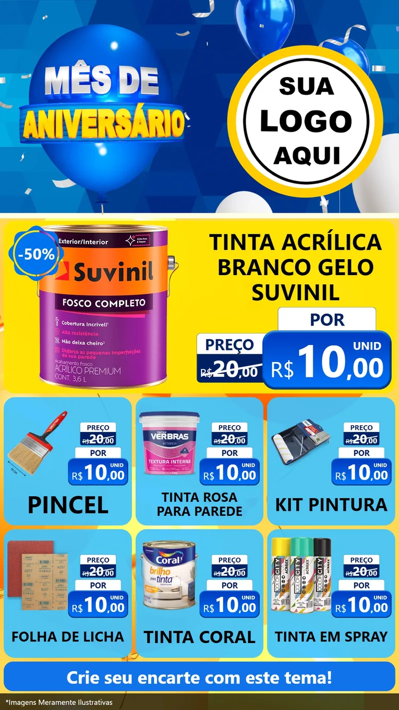 Modelo de Rede Social para Stories com o tema Mês de Aniversário para Tintas e Ferramentas