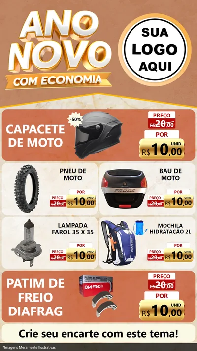 Modelo de TV para TV Vertical com o tema Ano Novo Com Economia para Moto peças