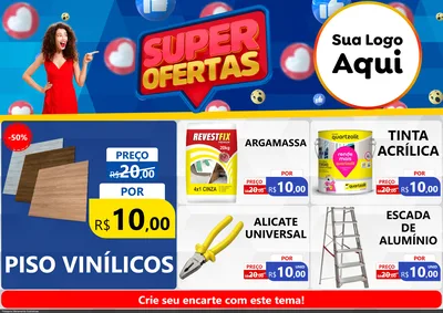 Modelo de Encarte para Encarte A4 Horizontal com o tema Super Ofertas para Material para Construção