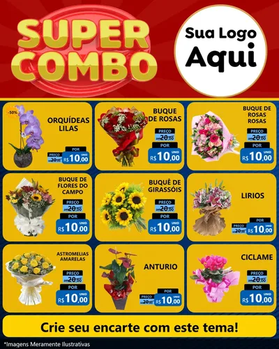 Modelo de Rede Social para Feed Instagram com o tema Super Combo para Floricultura e jardim
