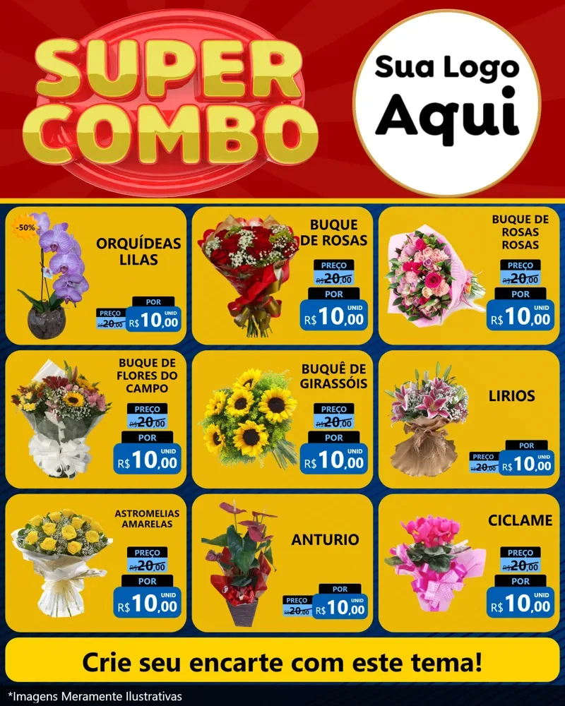 Modelo de Rede Social para Feed Instagram com o tema Super Combo para Floricultura e jardim