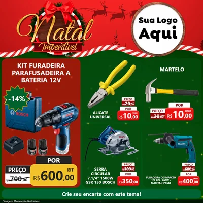 Modelo de Rede Social para Feed Facebook com o tema Natal Imperdível para Maquinas e Ferramentas