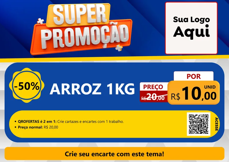 Modelo de Cartaz para Cartaz A4 Horizontal com o tema Super Promoção para Supermercado