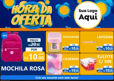Modelo de Encarte para Encarte A4 Horizontal com o tema Hora da Oferta para Papelaria