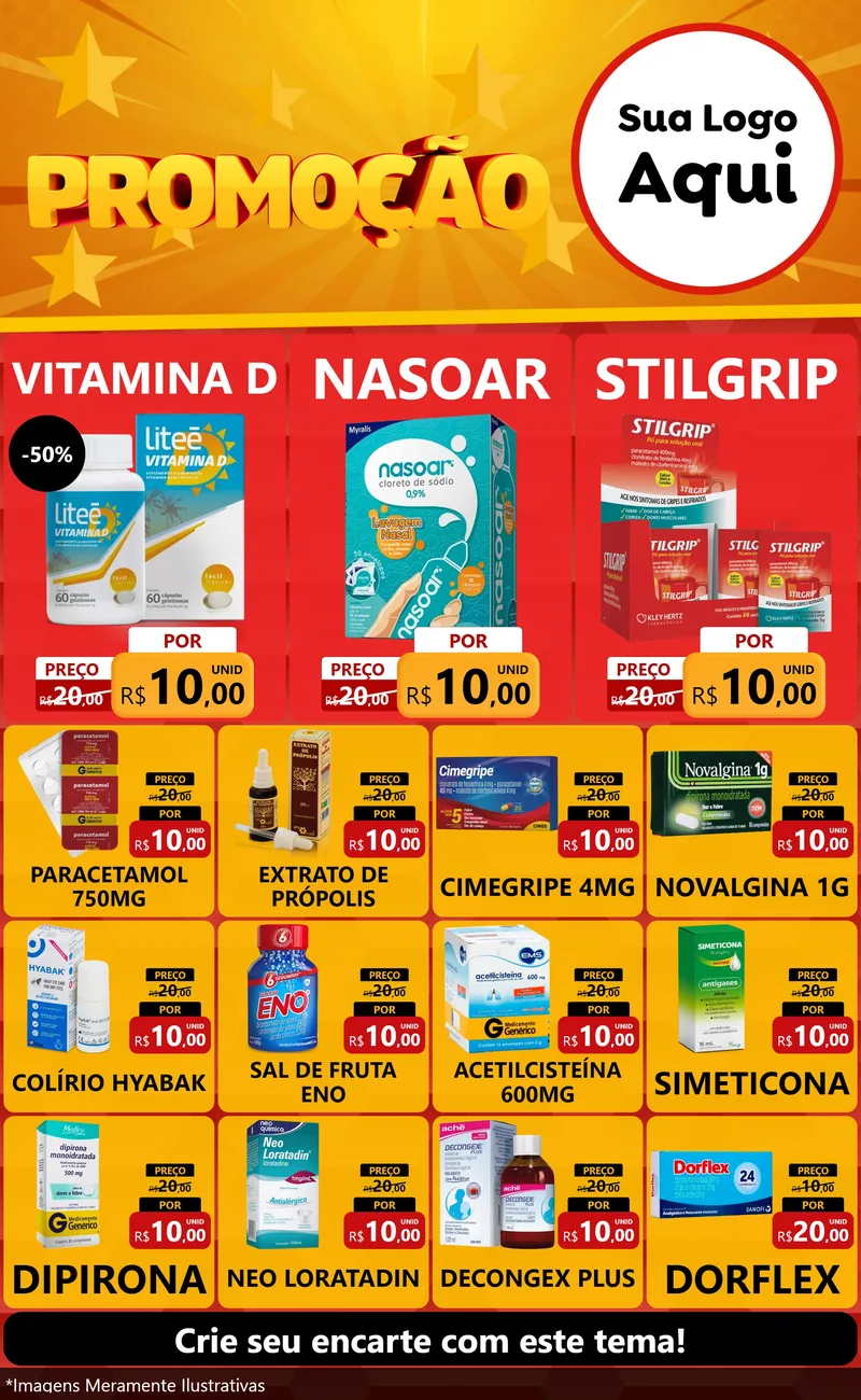 Modelo de Encarte para Encarte Grande com o tema Promoção para Farmácia