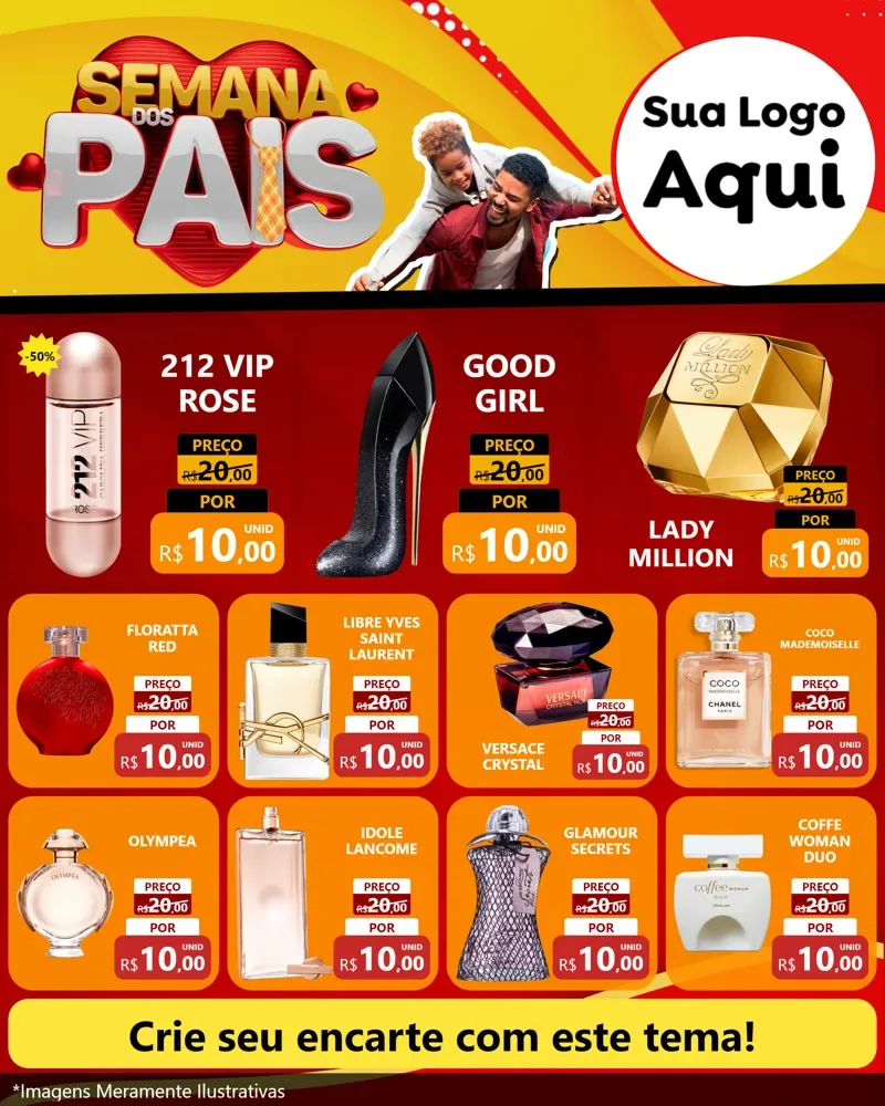 Modelo de Rede Social para Feed Instagram com o tema Semana Dos Pais para Perfumes