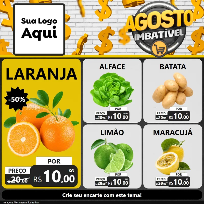 Modelo de Rede Social para Feed Facebook com o tema Agosto imbatível para Hortifrúti