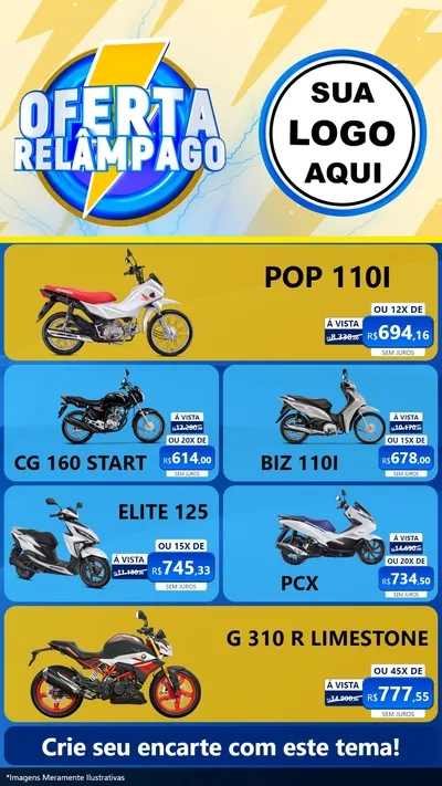Modelo de TV para TV Vertical com o tema Oferta Relâmpago para Concessionaria de Motos