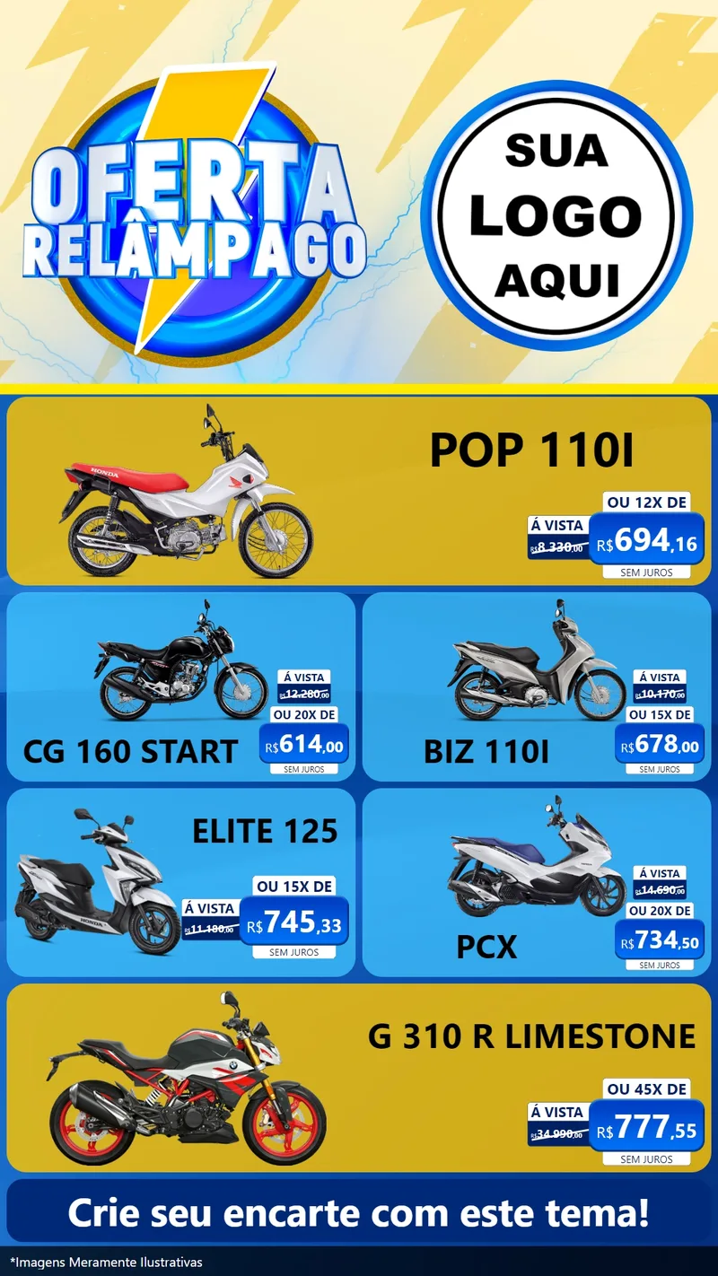Modelo de TV para TV Vertical com o tema Oferta Relâmpago para Concessionaria de Motos