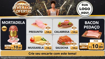 Modelo de TV para TV Horizontal com o tema Grande Réveillon de Ofertas para Frios e Laticínios
