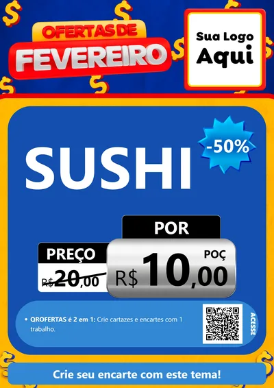 Modelo de Cartaz para Cartaz A4 Vertical com o tema Ofertas de Fevereiro para Comida japonesa