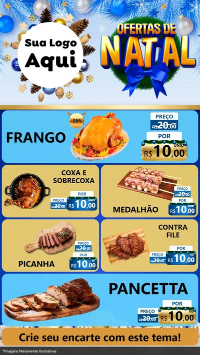 Modelo de TV para TV Vertical com o tema Ofertas de Natal para Assados
