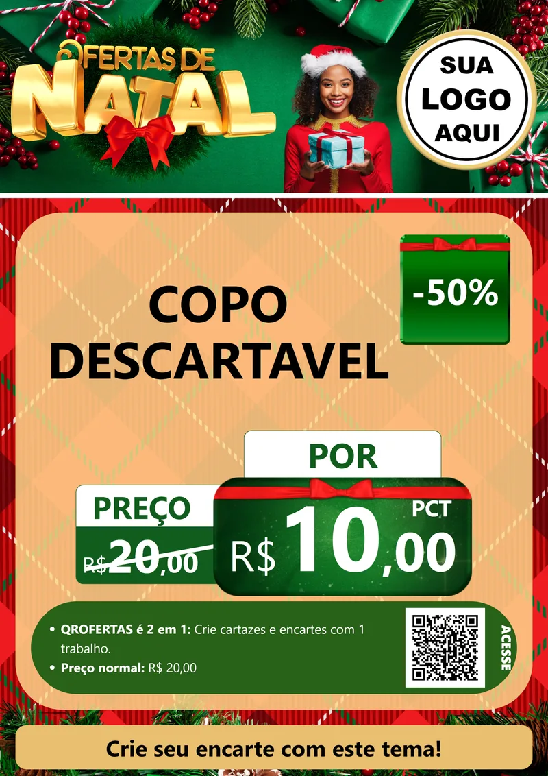 Modelo de Cartaz para Cartaz A4 Vertical com o tema Ofertas de Natal para Embalagens