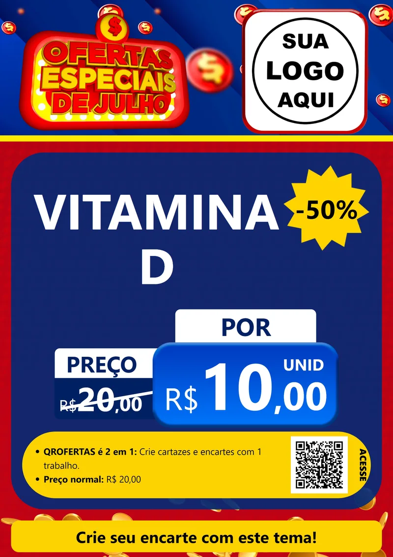 Modelo de Cartaz para Cartaz A4 Vertical com o tema Ofertas Especiais de Julho para Farmácia