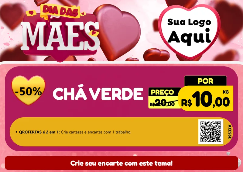 Modelo de Cartaz para Cartaz A4 Horizontal com o tema Dia Das Mães para Produtos Naturais