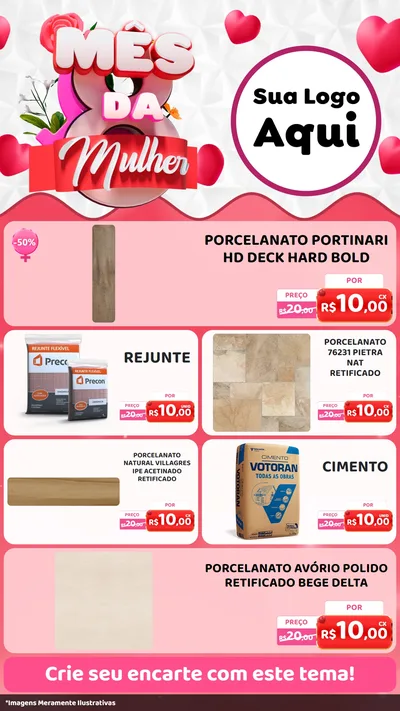Modelo de TV para TV Vertical com o tema Mês da Mulher para Pisos e revestimentos
