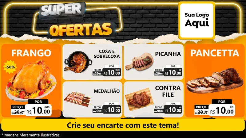 Modelo de TV para TV Horizontal com o tema Super Ofertas para Assados