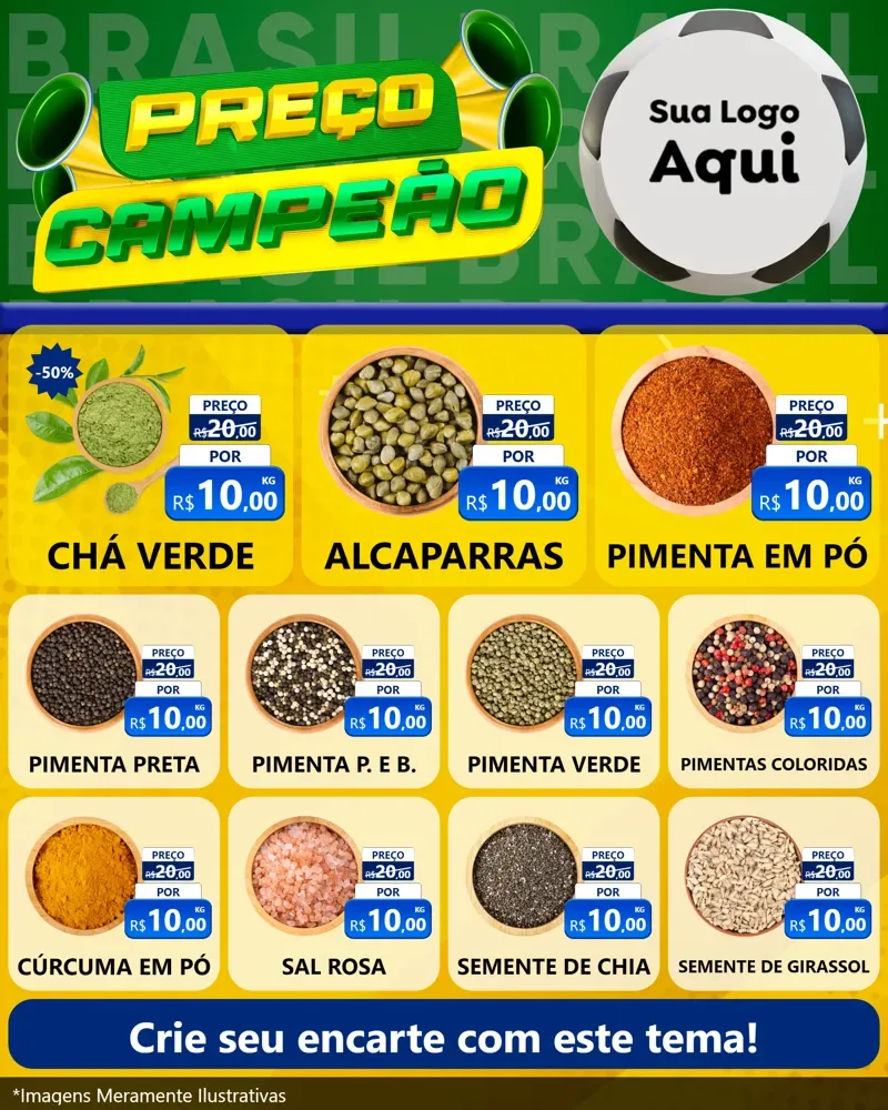 Modelo de Rede Social para Feed Instagram com o tema Preço Campeão - Copa para Produtos Naturais