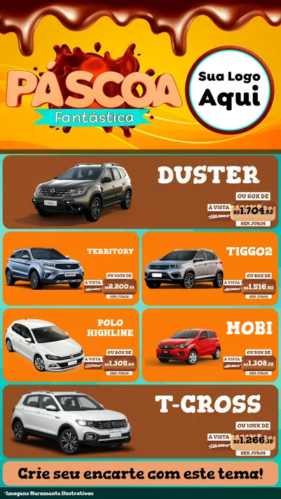 Modelo de TV para TV Vertical com o tema Páscoa Fantástica para Concessionaria de Carros