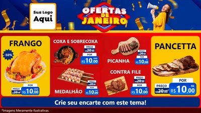 Modelo de TV para TV Horizontal com o tema Ofertas de Janeiro para Assados