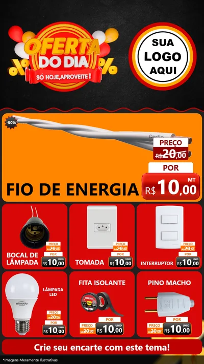 Modelo de Rede Social para Stories com o tema Oferta do Dia - Só hoje, Aproveite! para Materiais Elétricos