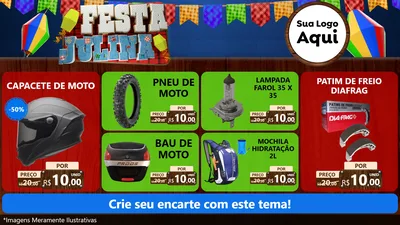 Modelo de TV para TV Horizontal com o tema Festa Julina para Moto peças