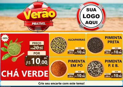 Modelo de Encarte para Encarte A4 Horizontal com o tema Verão Imbatível para Produtos Naturais