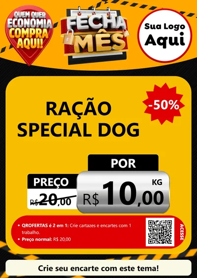 Modelo de Cartaz para Cartaz A4 Vertical com o tema Fecha Mês para Pet Shop