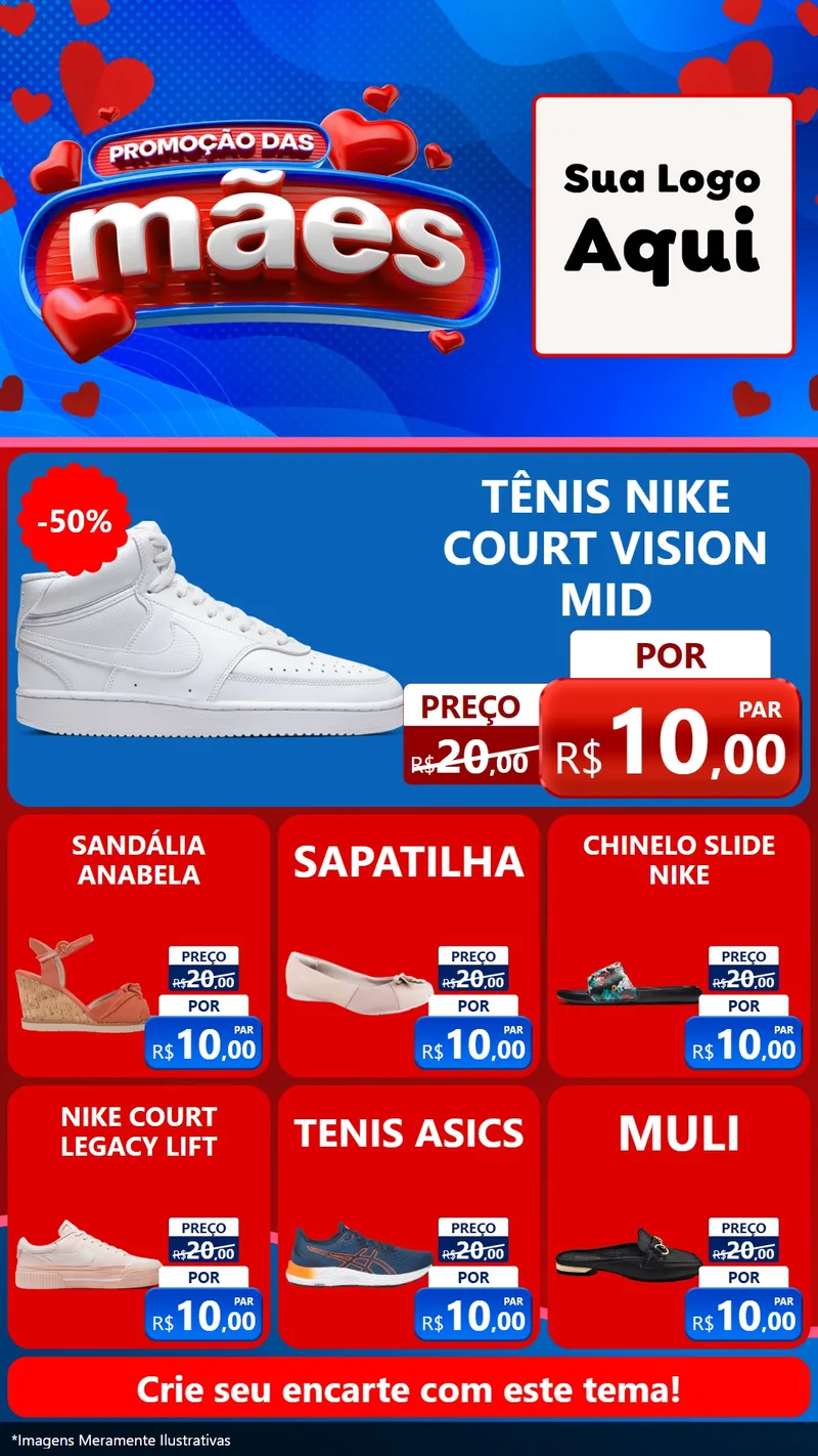 Modelo de Rede Social para Stories com o tema Promoção das Mães para Calçados