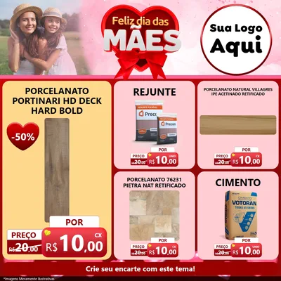 Modelo de Rede Social para Feed Facebook com o tema Feliz Dia Das Mães para Pisos e revestimentos