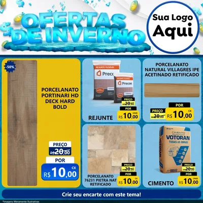 Modelo de Rede Social para Feed Facebook com o tema Ofertas de Inverno para Pisos e revestimentos