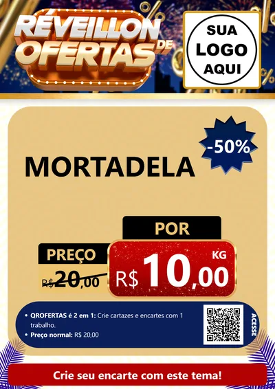 Modelo de Cartaz para Cartaz A4 Vertical com o tema Réveillon de Ofertas para Frios e Laticínios